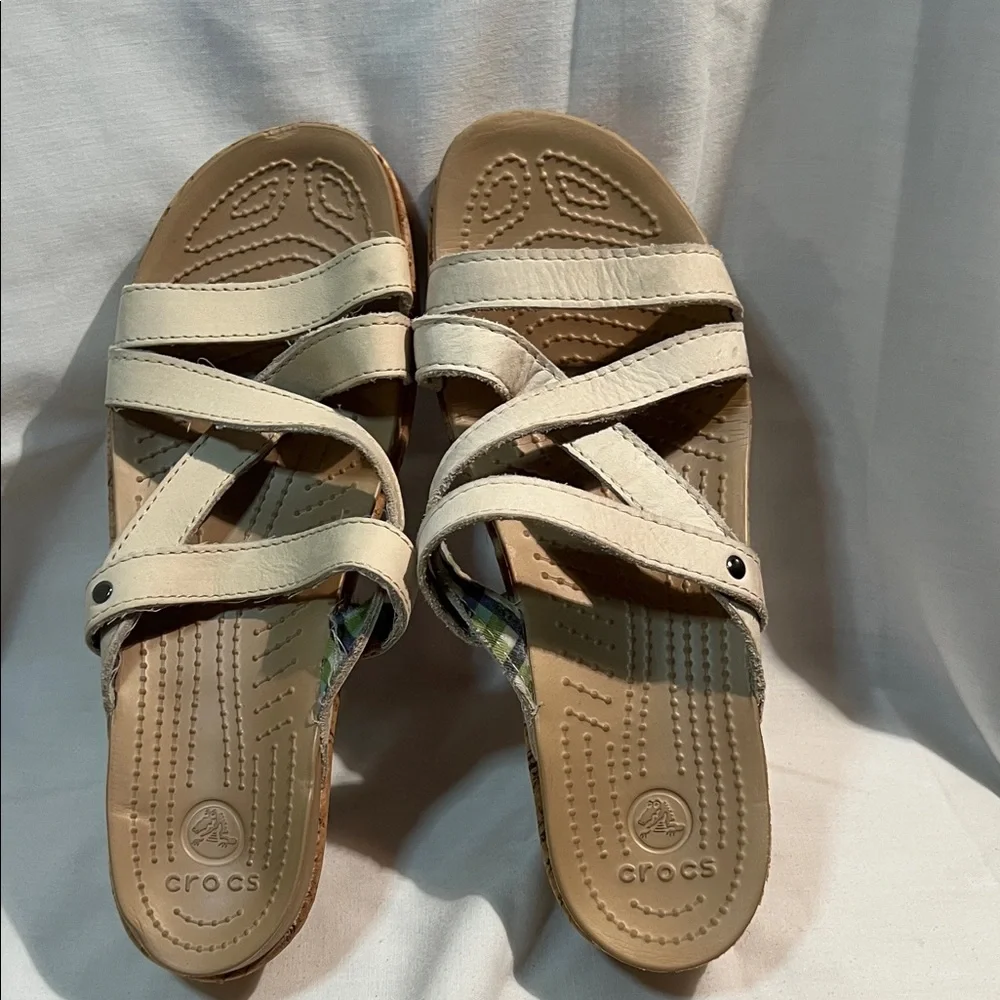 CROCS Cream Strappy Sandals